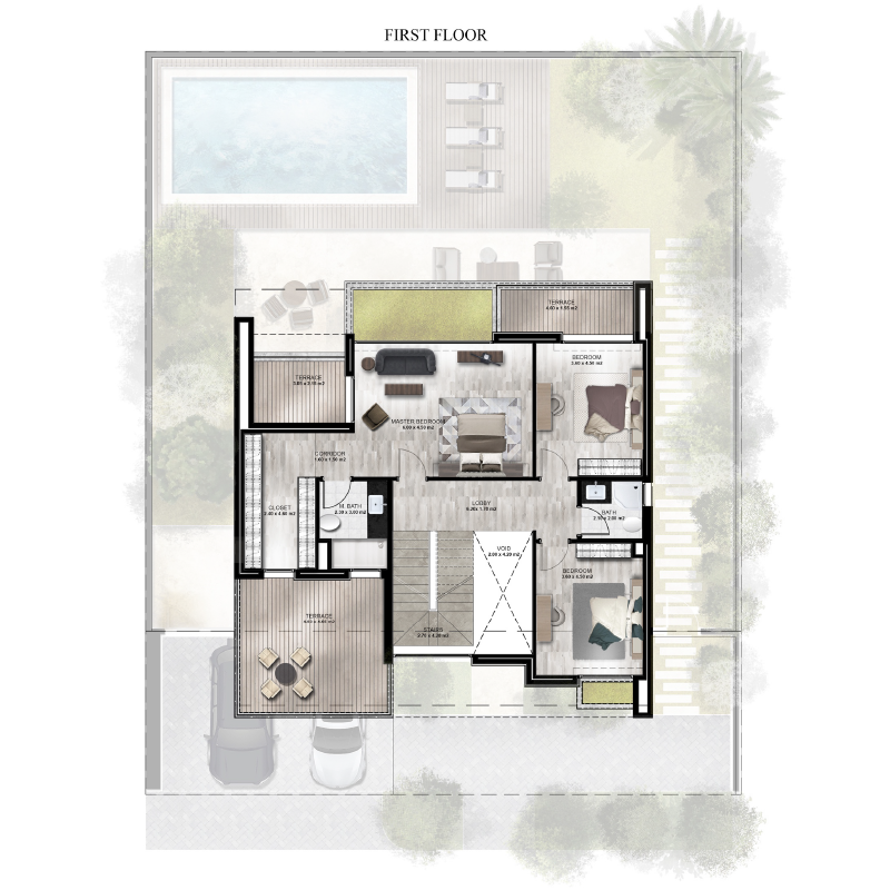 Corner Garden 4 Bedroom Villa >> FIRST FLOOR