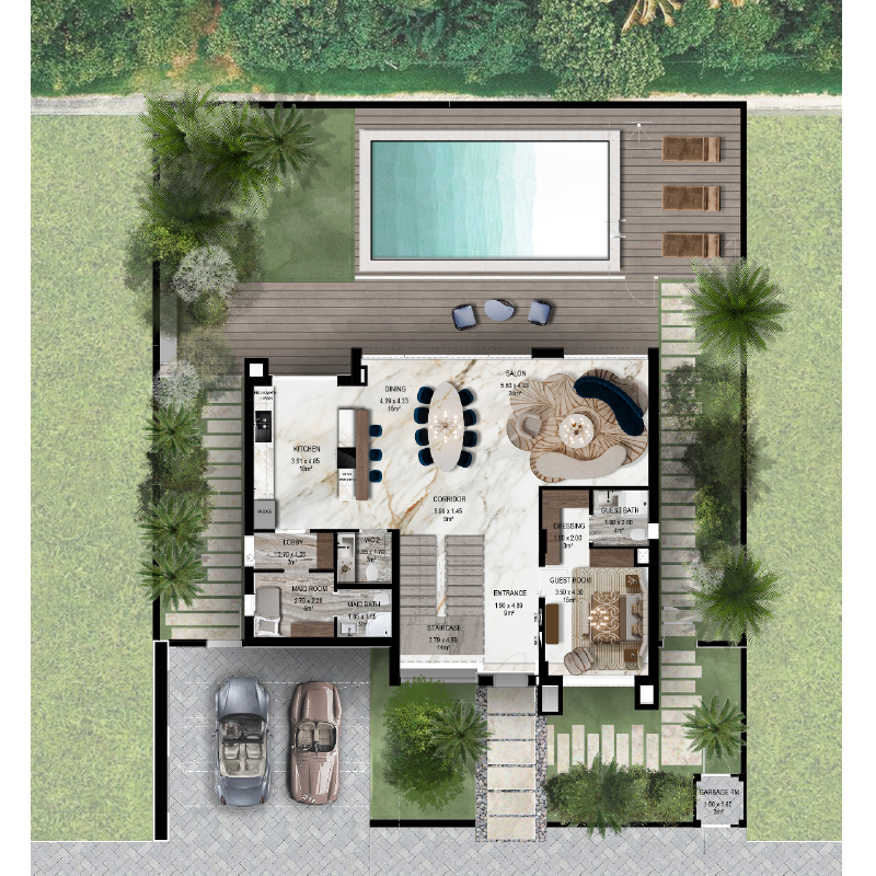 Garden View 6 Bedroom Villa >> GROUND FLOOR