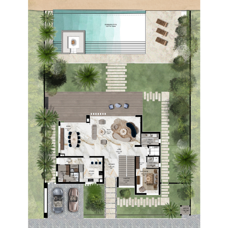 Canal View 6 Bedroom Villa >> GROUND FLOOR